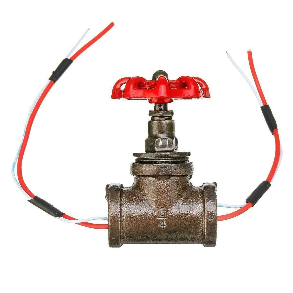 Red steampunk 3/4 port industrial switch valve with grey copper finish and wire