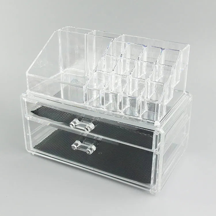 Clear foldable acrylic storage container for cosmetics with 18 litre capacity