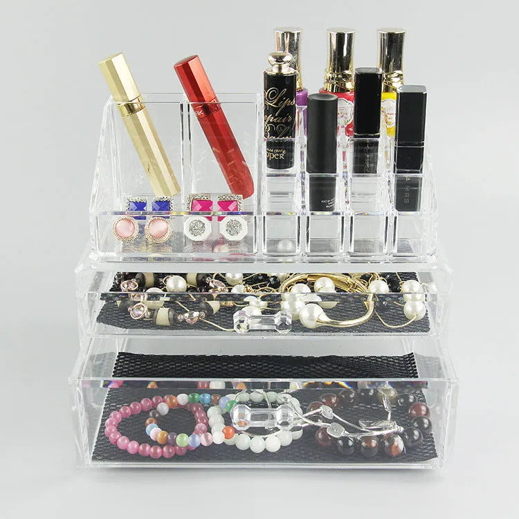 Clear foldable acrylic storage container for cosmetics with 18 litre capacity