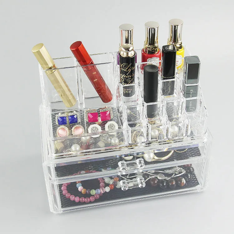 Clear foldable acrylic storage container for cosmetics with 18 litre capacity