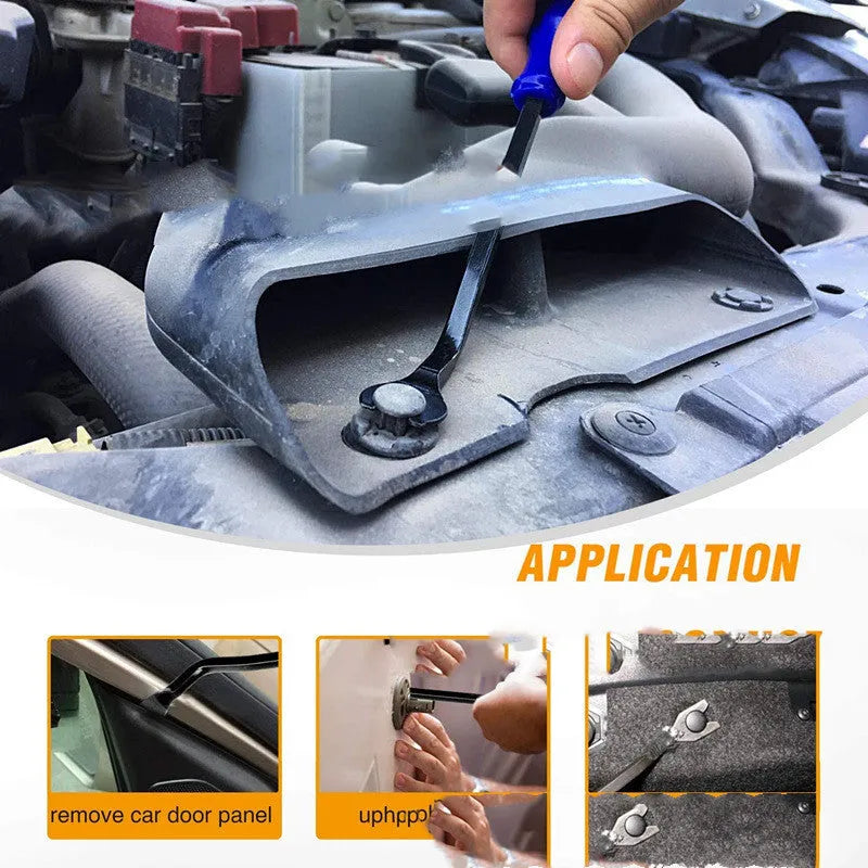 Tengyun 5-piece car audio disassembly tool kit with PP tools and blue screwdriver on workbench