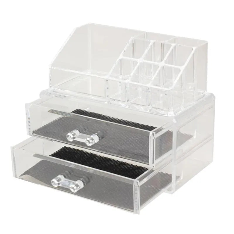 Clear foldable acrylic storage container for cosmetics with 18 litre capacity