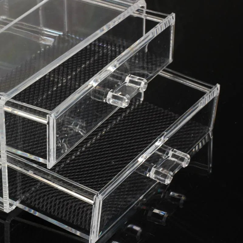 Clear foldable acrylic storage container for cosmetics with 18 litre capacity