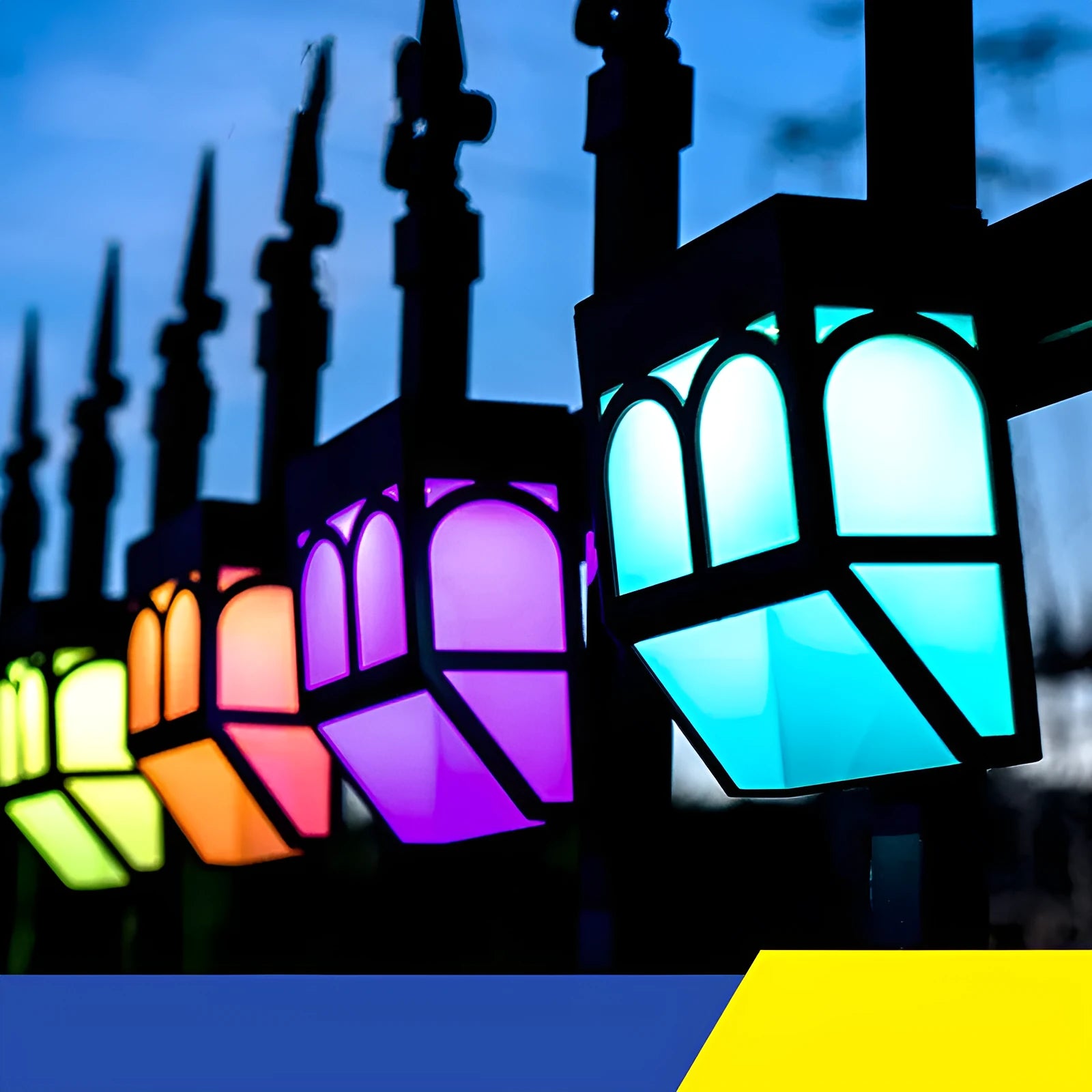 Outdoor solar wall lamp with IP67 waterproof rating and multiple colour LED options