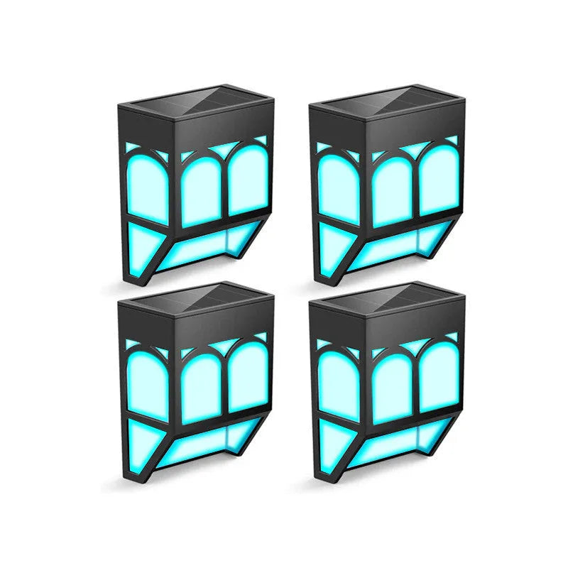 Outdoor solar wall lamp with IP67 waterproof rating and multiple colour LED options