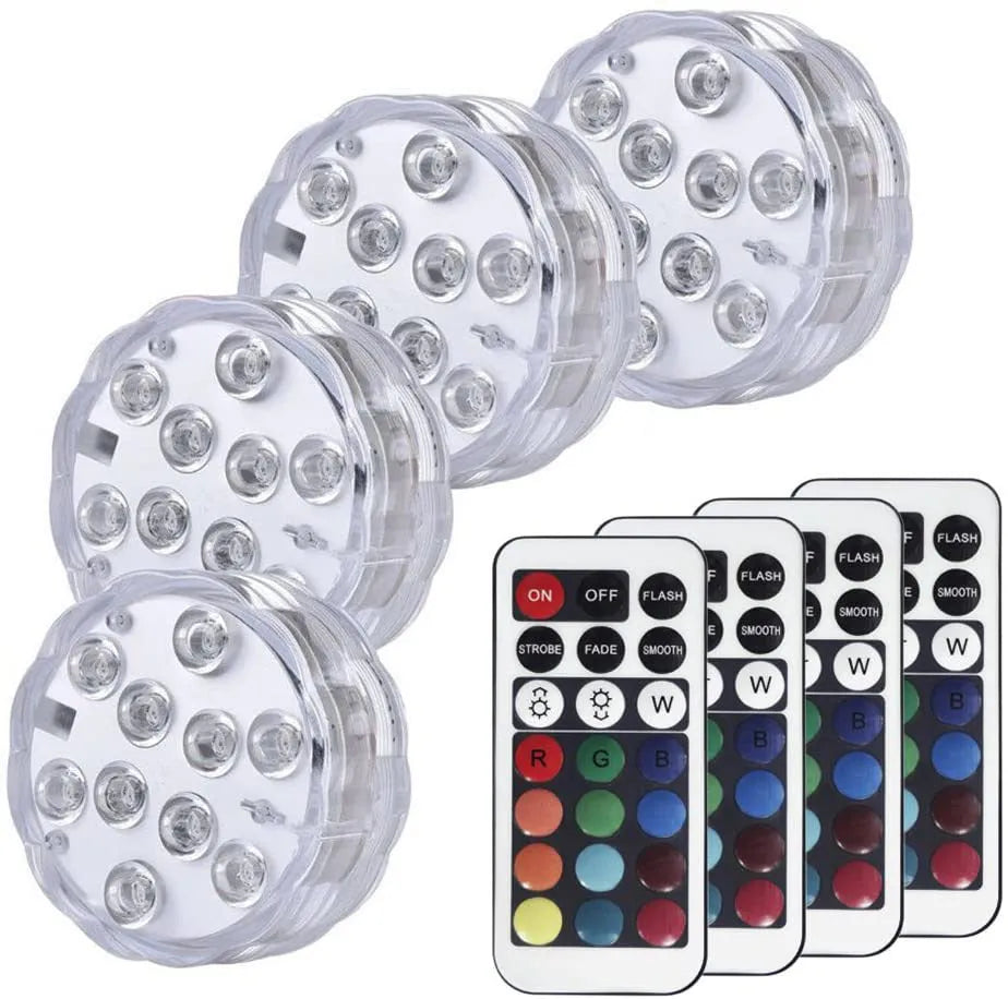 Waterproof remote control LED garden light with 10 RGB LEDs for pool and outdoor decoration