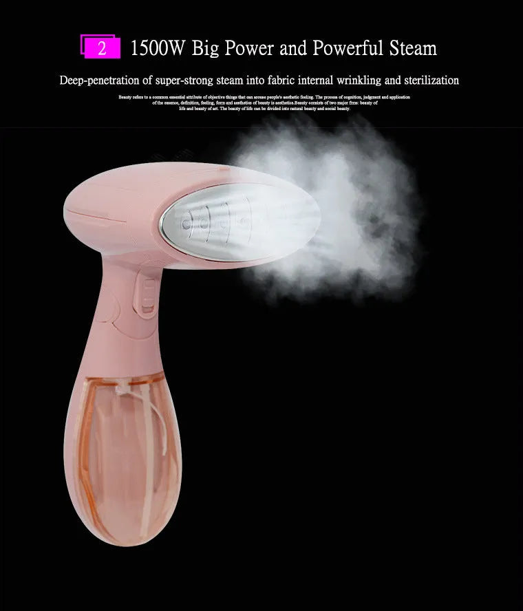 Sokany pink electric ironing brush with steam function for clothes smoothing