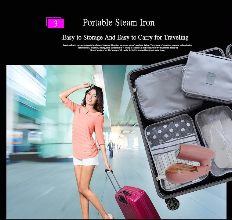 Sokany pink electric ironing brush with steam function for clothes smoothing