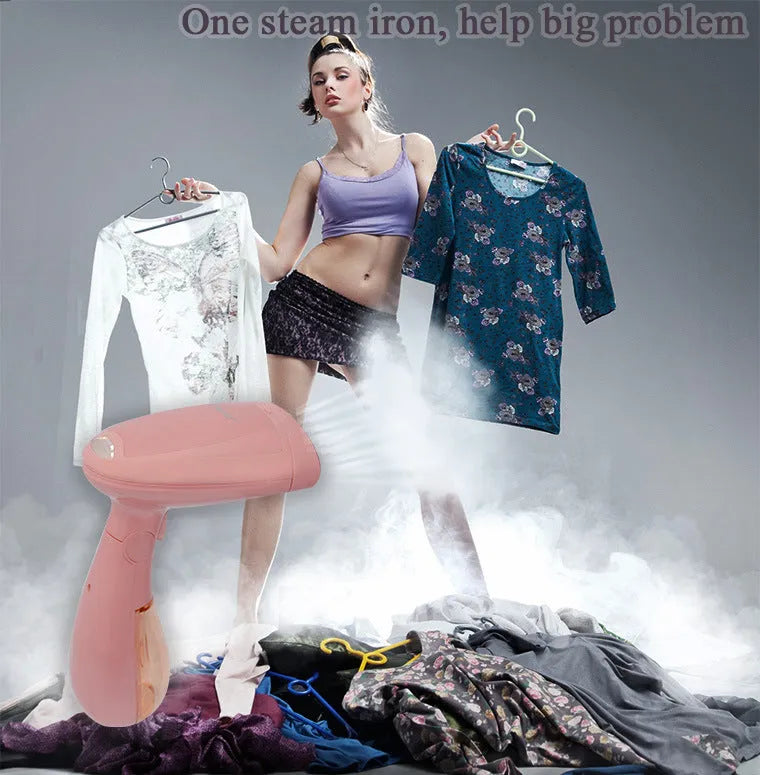 Sokany pink electric ironing brush with steam function for clothes smoothing