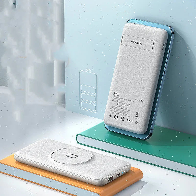 Maiduo Magsafe magnetic wireless charging power bank in mint green colour showing back clip design