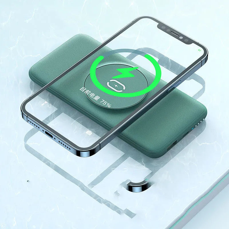 Maiduo Magsafe magnetic wireless charging power bank in mint green colour showing back clip design