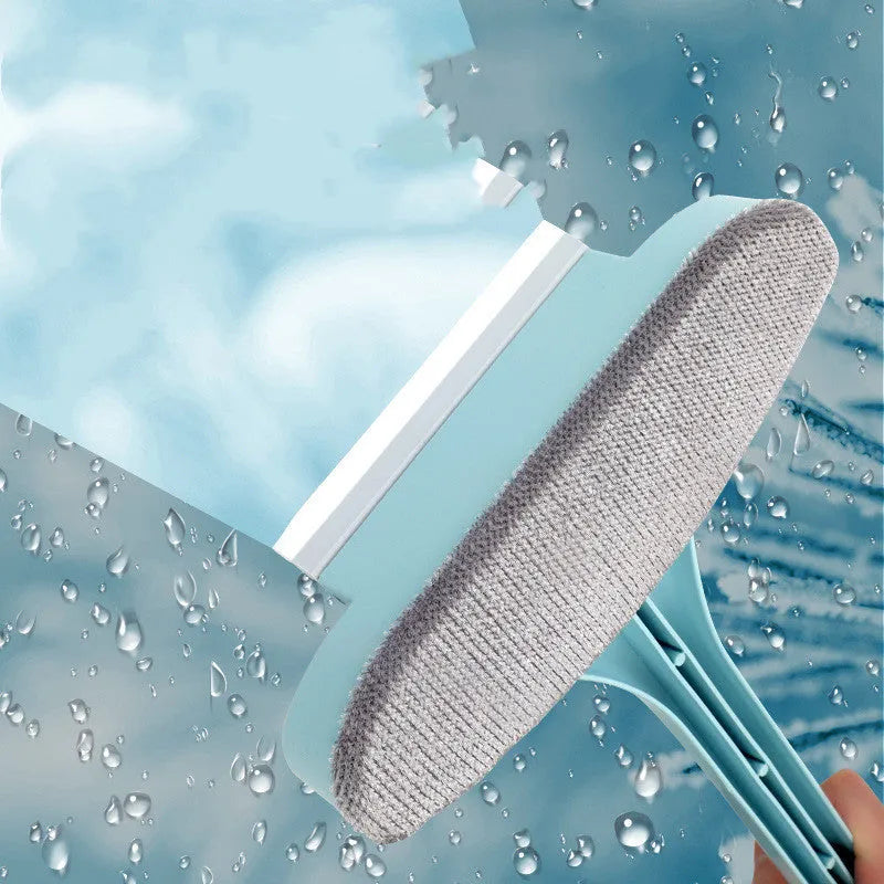 Telescopic window screen cleaning tool with brush head and extendable aluminium pole