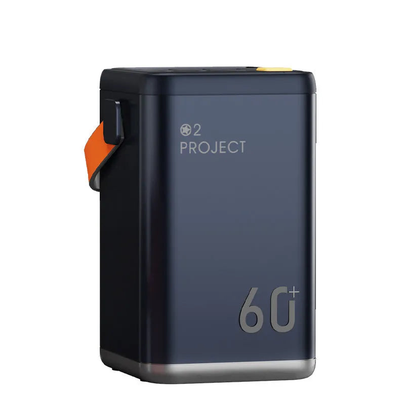 60000mAh outdoor emergency power bank in grey with multi-U ports and plastic shell