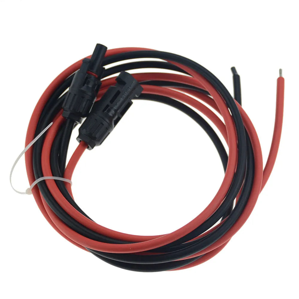 MC4 connector solar extension cable with tinned copper wire in black and red options