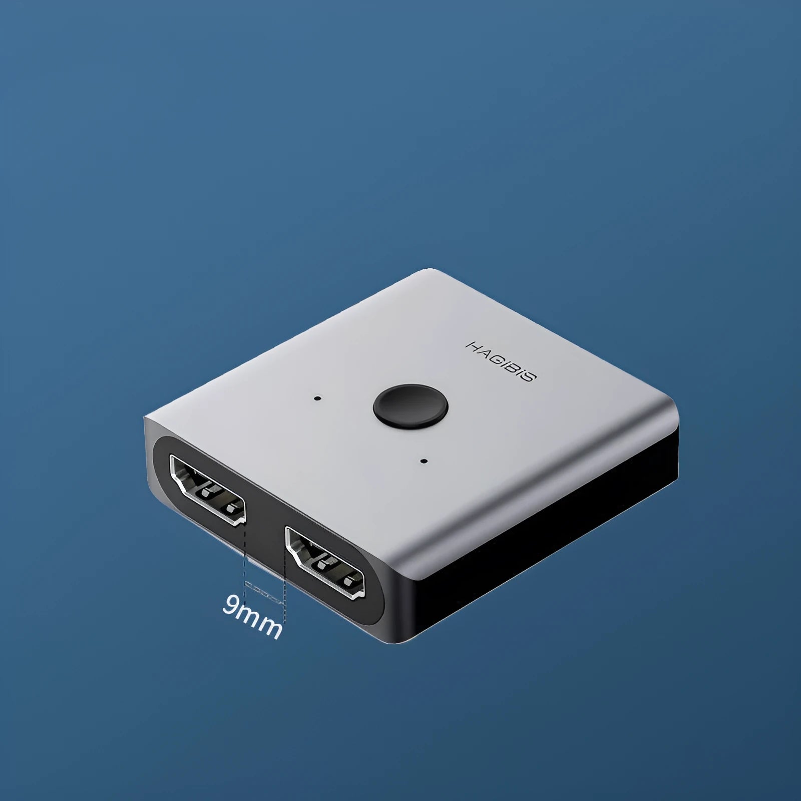 Grey HDMI 1.2 splitter switcher device with two input ports and one output port for 4K video sharing