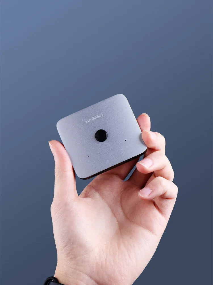 Grey HDMI 1.2 splitter switcher device with two input ports and one output port for 4K video sharing