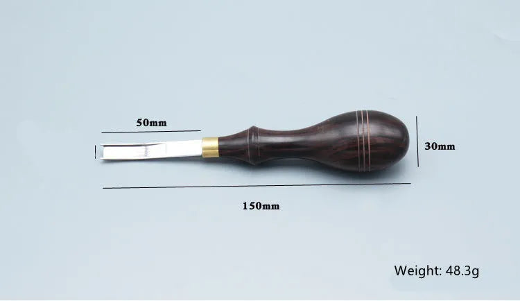 Leather thinning knife with wide shovel edge blade and drum shovel design for leathercraft