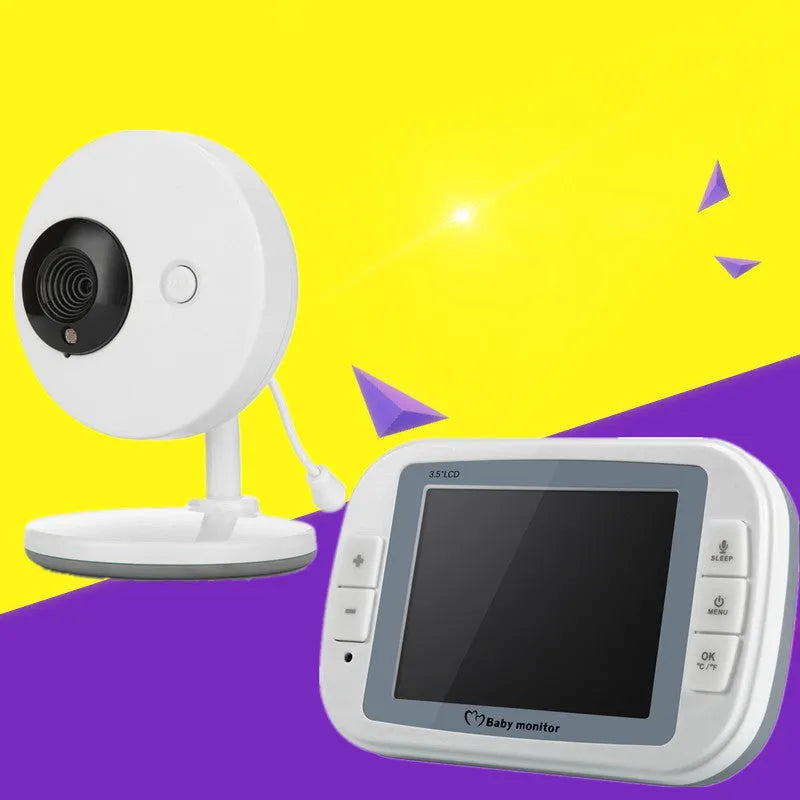 White 3.5 inch digital wireless baby monitor with UFO-style camera for nursery night vision monitoring