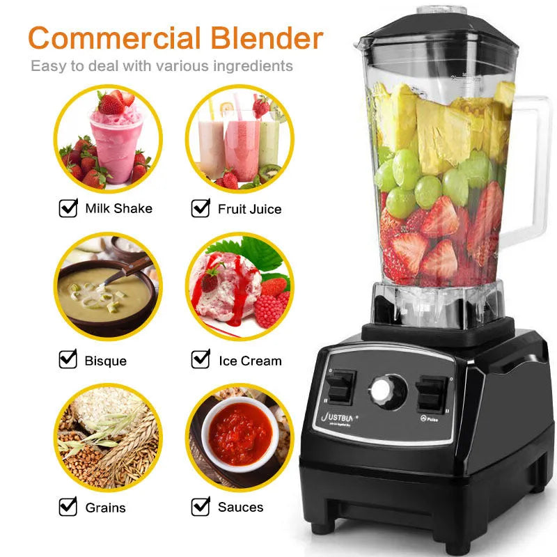 2200W 2L blender broken wall machine in black with jar and control dial on countertop