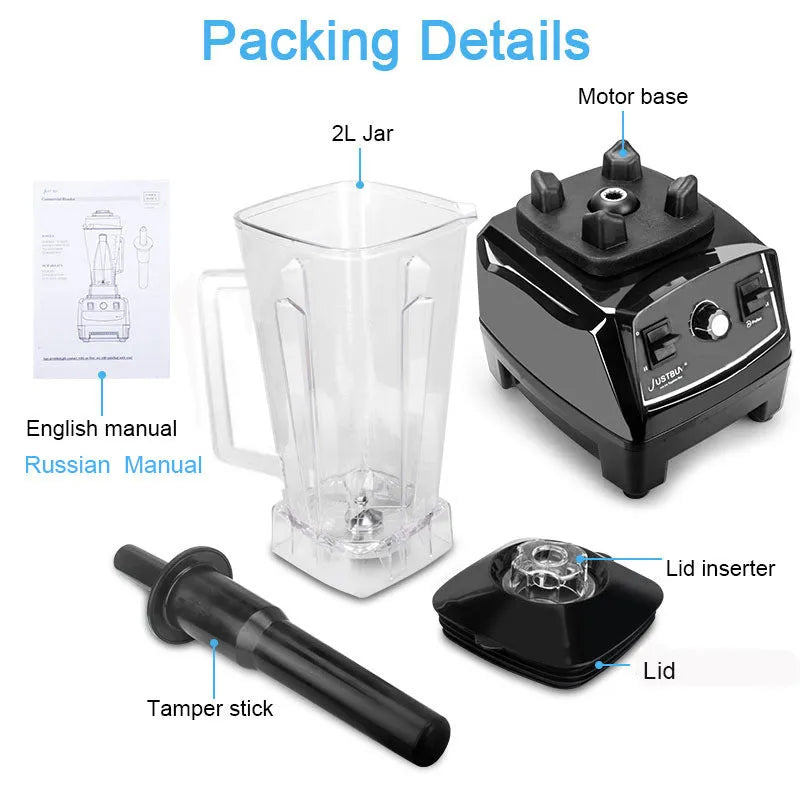 2200W 2L blender broken wall machine in black with jar and control dial on countertop