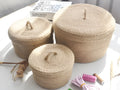 Japanese-style fabric linen storage basket with cover in three sizes for bedroom underwear organisation