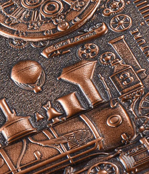 European relief retro notepad diary with embossed design showing three metallic colour options