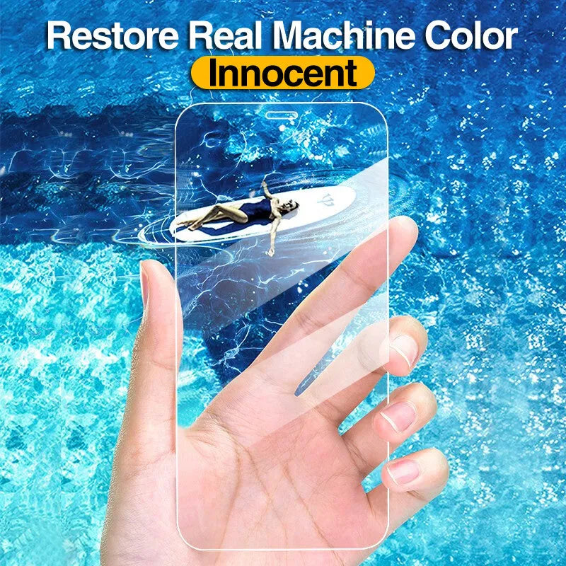 Four transparent tempered glass screen protectors for iPhone with full coverage design