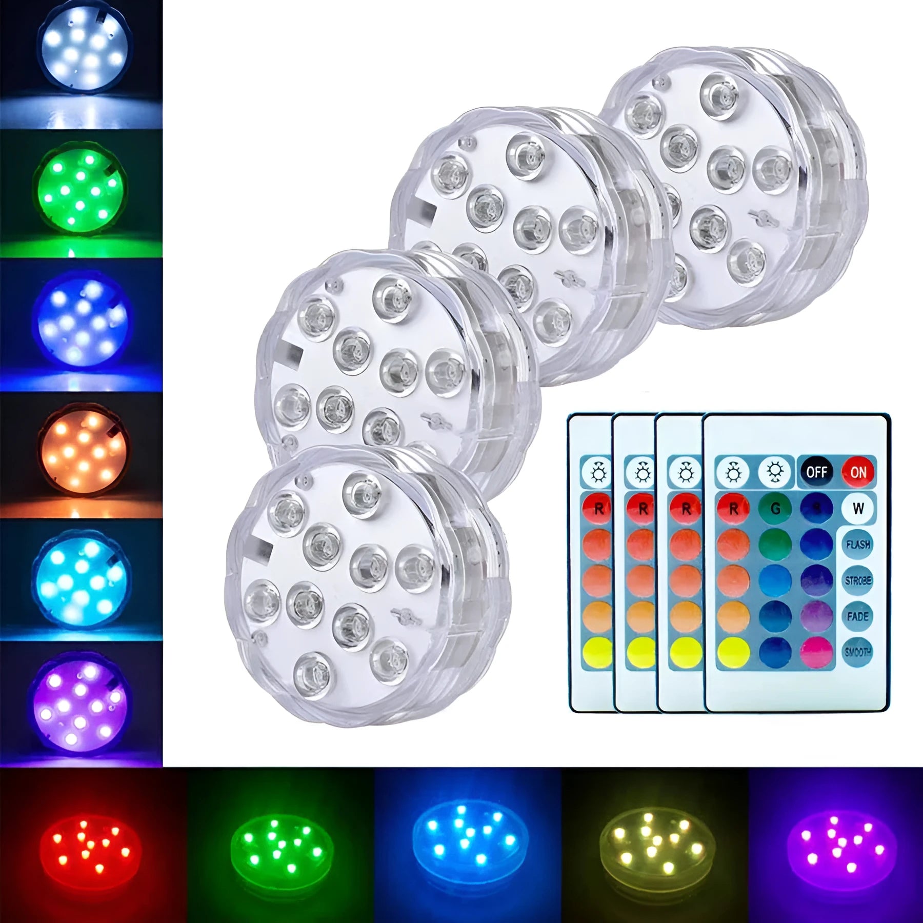 Waterproof remote control LED garden light with 10 RGB LEDs for pool and outdoor decoration