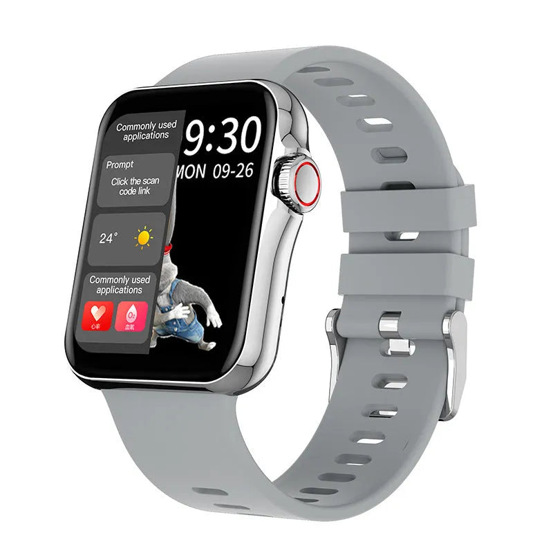 D06 colour screen smart watch with liquid silicone strap showing split screen display on wrist