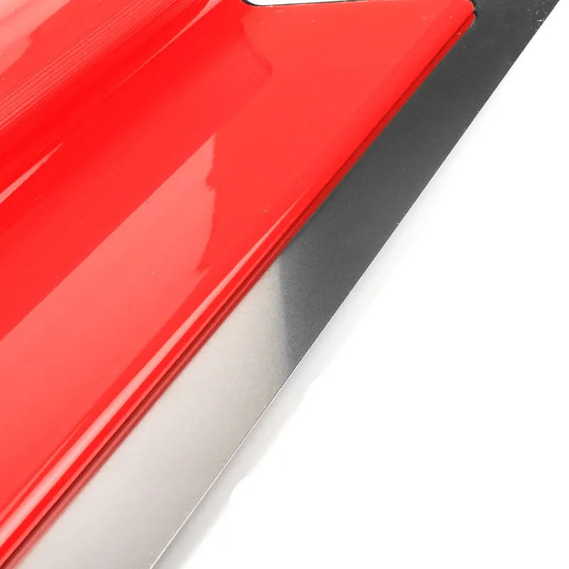 Red 40cm leveling scraper with steel blade for putty application and wallpaper work