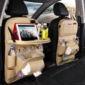 PU leather car seat back storage bag with multiple pockets and trash can function in choice of six colours