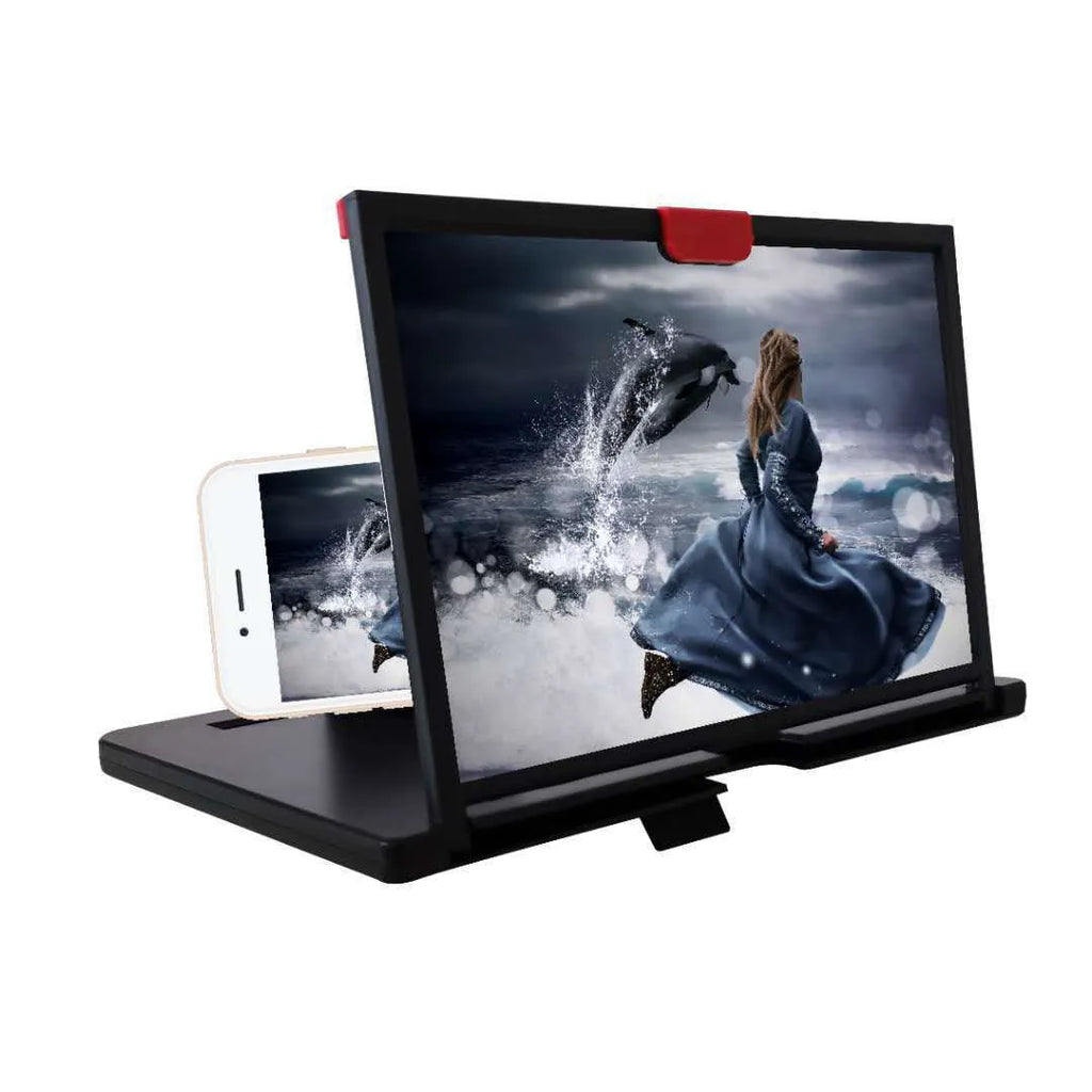 Mobile phone screen magnifier 3D HD desktop holder anti-blue light 10 inch black