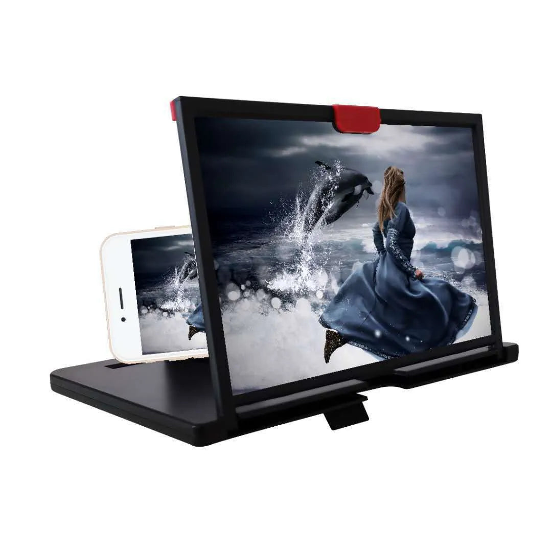 Mobile phone screen magnifier 3D HD desktop holder anti-blue light 10 inch black