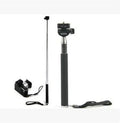 Black stainless steel 7-section telescopic selfie stick with Bluetooth remote and clip set for smartphone photography