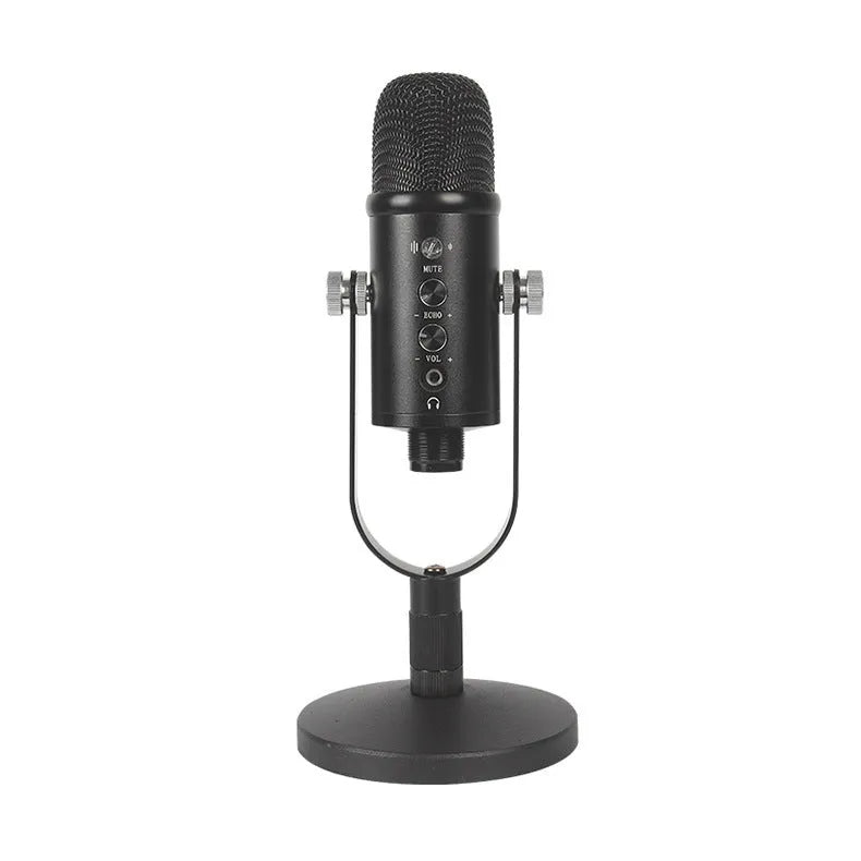 JIY BM-86PRO black USB condenser microphone on metal base with foam cover