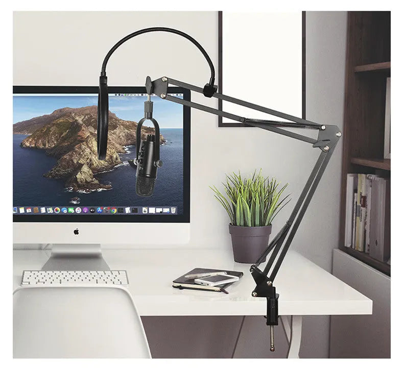 JIY BM-86PRO black USB condenser microphone on metal base with foam cover