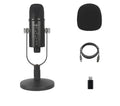 JIY BM-86PRO black USB condenser microphone on metal base with foam cover