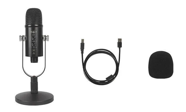 JIY BM-86PRO black USB condenser microphone on metal base with foam cover