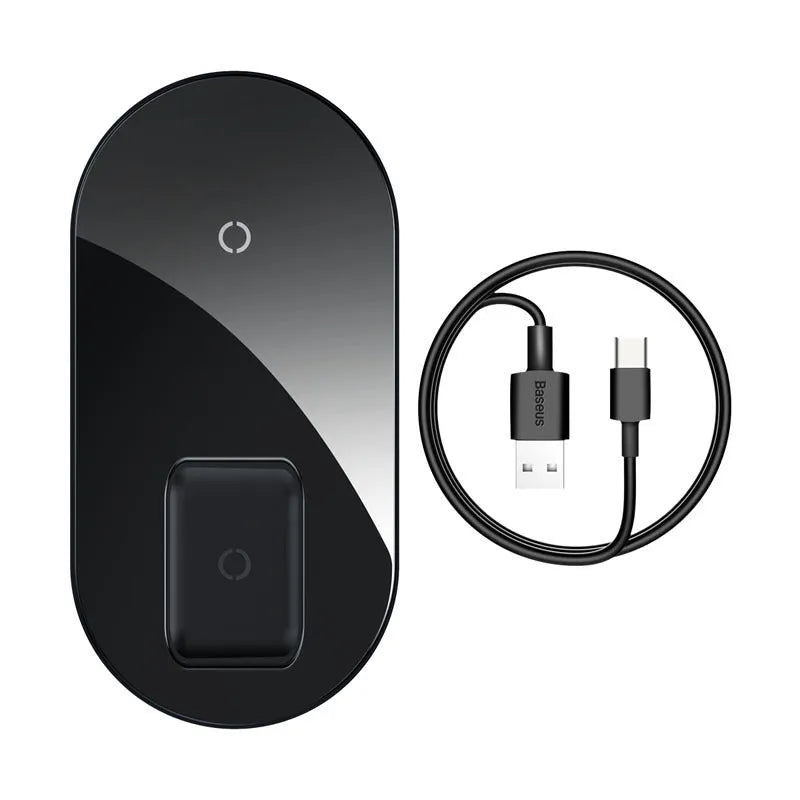 Baseus Minimalist 2-in-1 Wireless Charger for iPhone and AirPods in three colour options