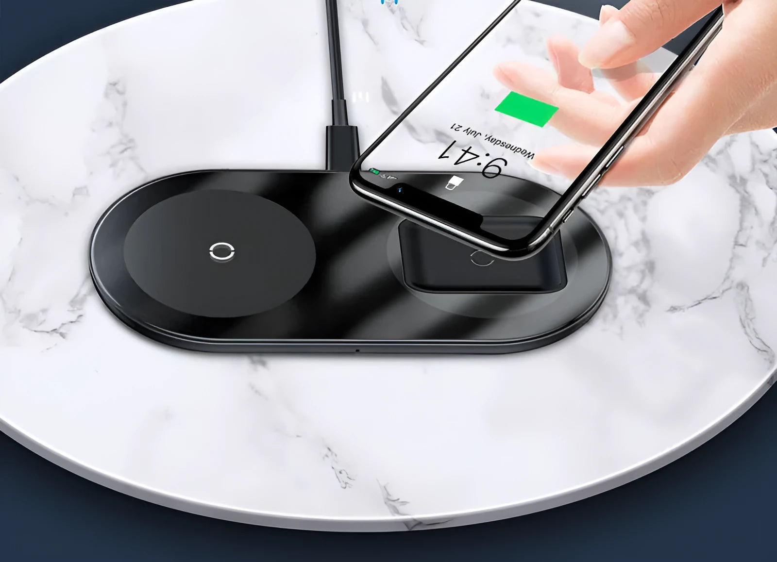 Baseus Minimalist 2-in-1 Wireless Charger for iPhone and AirPods in three colour options