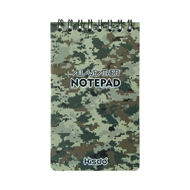 Waterproof spiral office notepad in camouflage colour with PP cover and stone paper pages