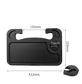 Black HDPE car steering wheel tray large size resting on a steering wheel with a laptop and cup of coffee