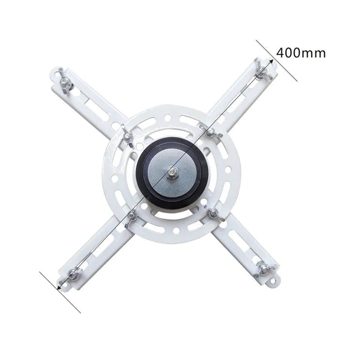 Electric ceiling lifting hanger for a projector with wireless remote control on a white background.