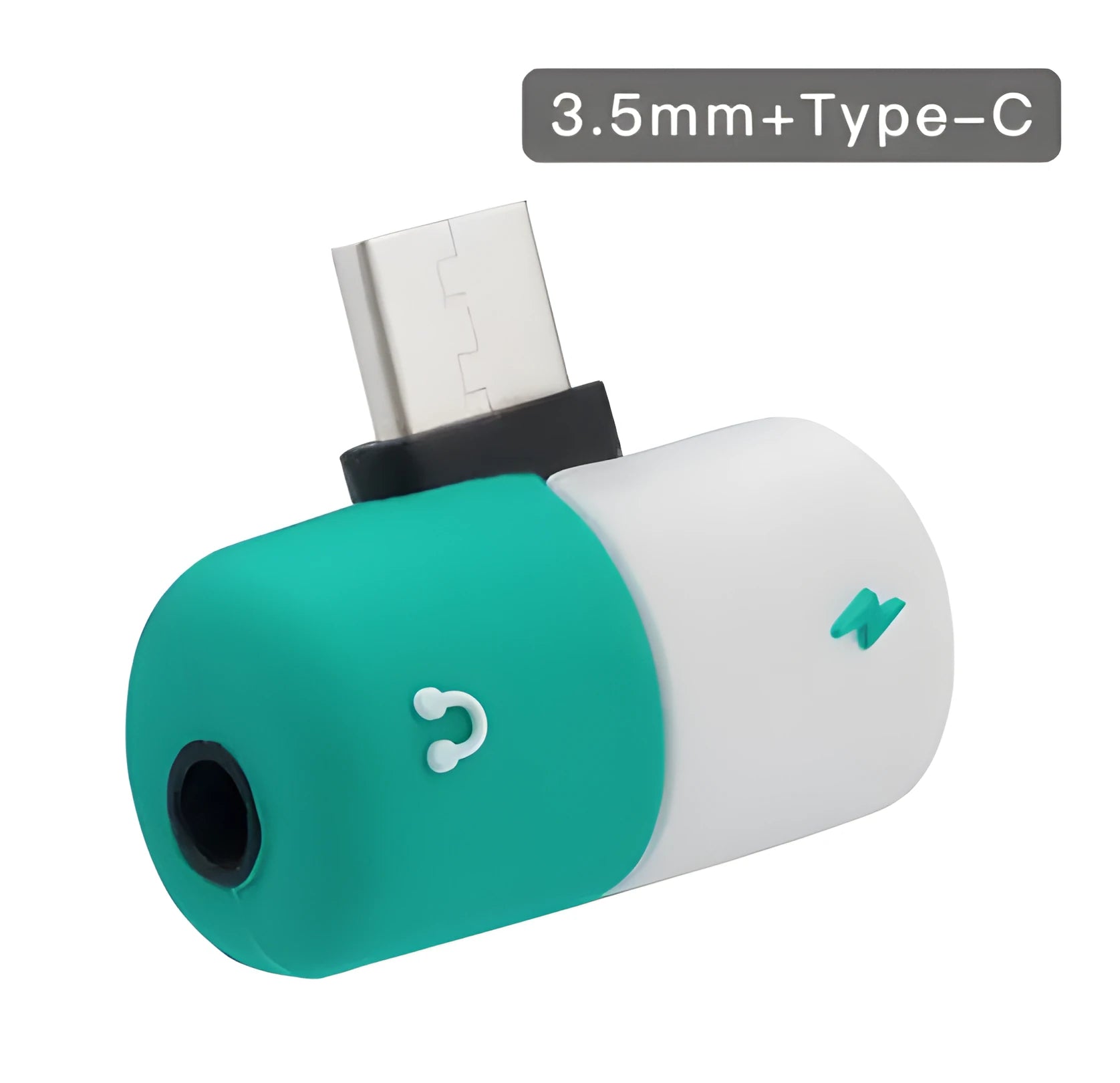 Blue Huawei Honor smartphone charging audio adapter with USB-C and 3.5mm ports