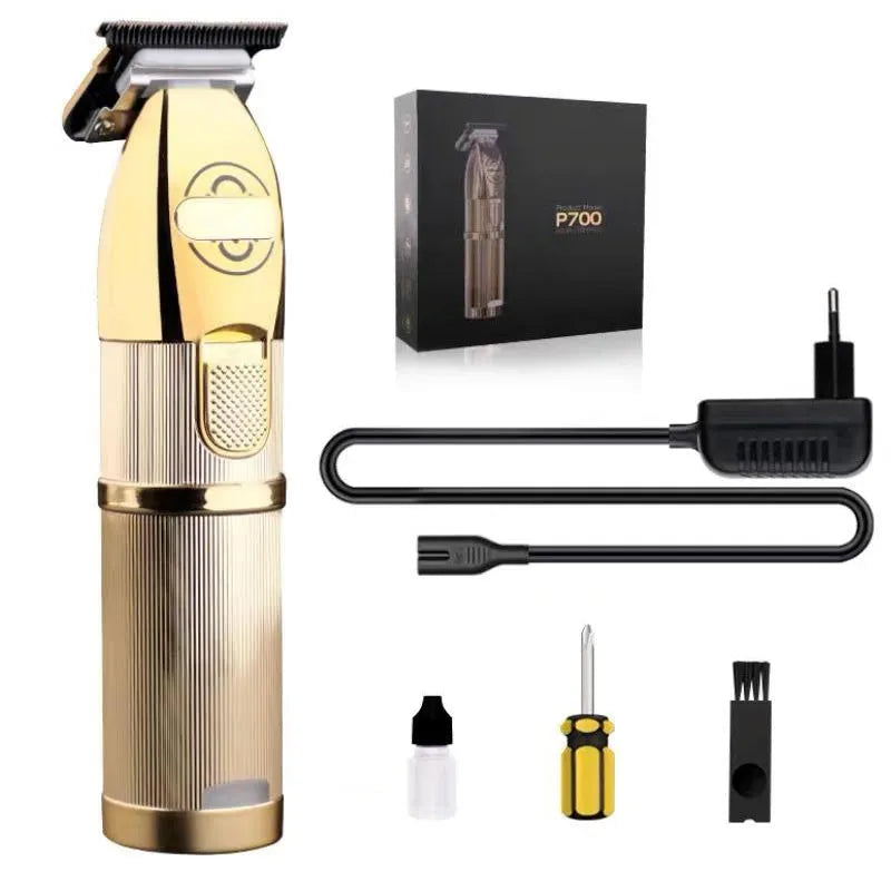 Gold cordless hair cutting machine model 2880 with 25W motor and dual-power mode on a white background