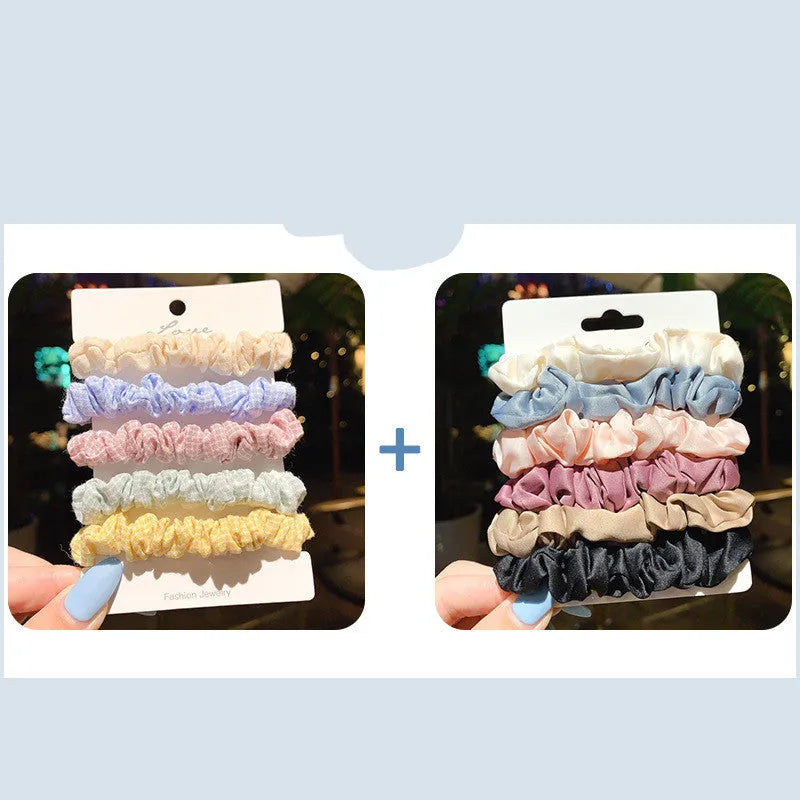 Children's hair accessories set with small intestine rings and large intestine ropes in autumn colours
