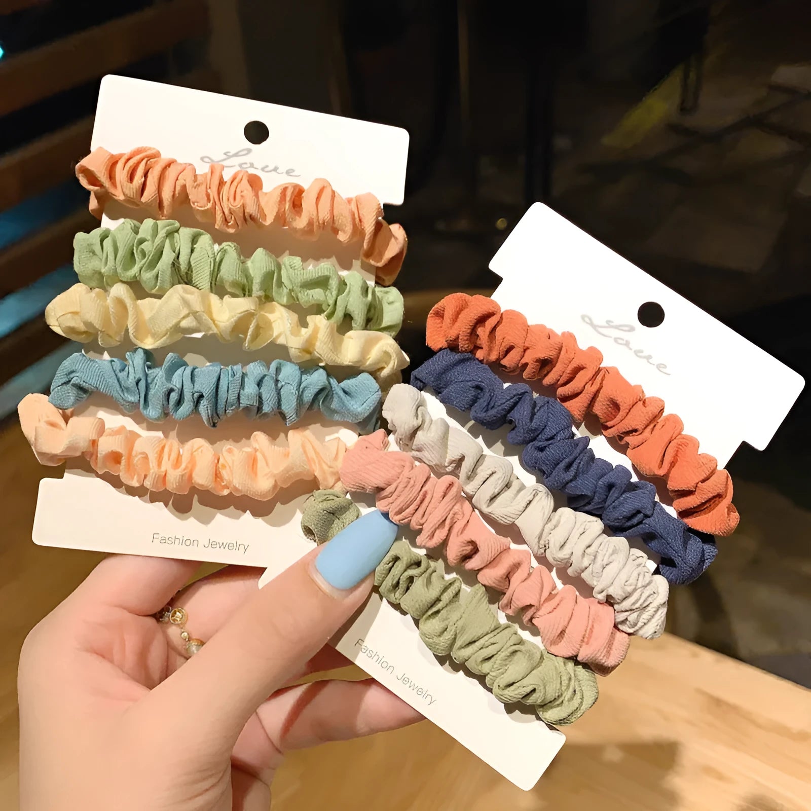 Children's hair accessories set with small intestine rings and large intestine ropes in autumn colours