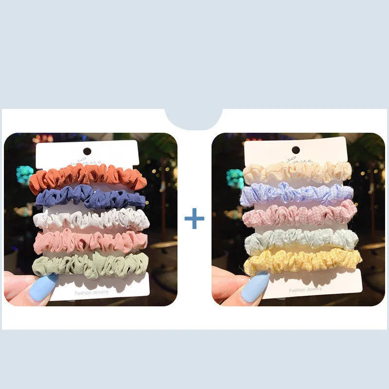 Children's hair accessories set with small intestine rings and large intestine ropes in various colours