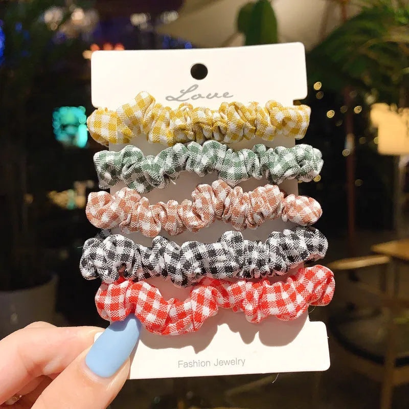 Children's hair accessories set with small intestine rings and large intestine ropes in autumn colours