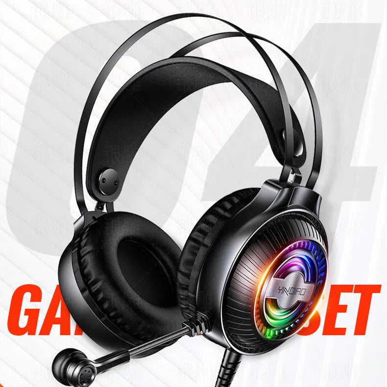 Wired PC headset with microphone, 50mm driver, 3.5mm straight plug, protein earmuffs, black colour on desk
